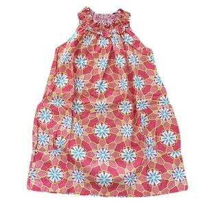 Tea Cotton Geometric Floral Pink Dress Size 6